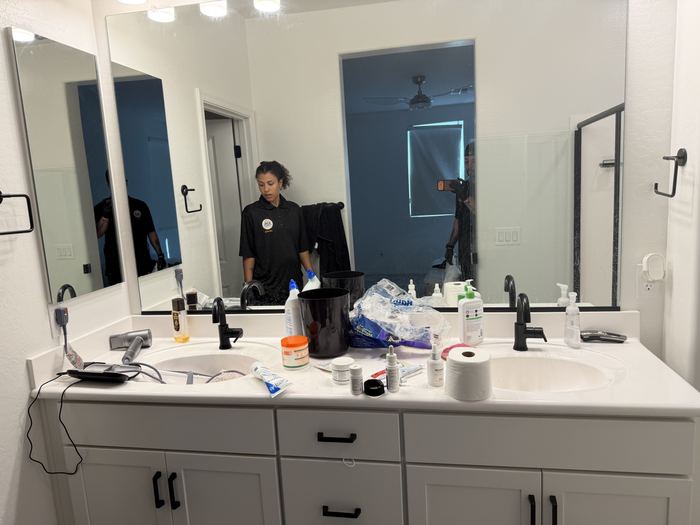 Bathroom counter before cleaning, Casa Grande, AZ