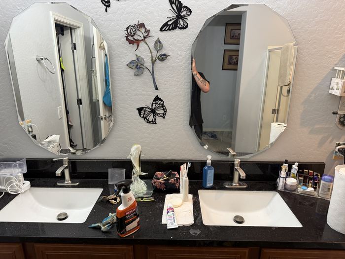 Bathroom vanity before cleaning, Casa Grande, AZ
