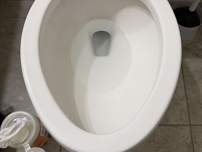 Toilet bowl after cleaning, Casa Grande, AZ