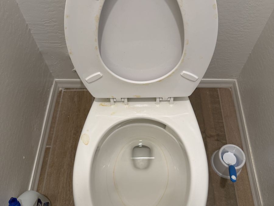 Toilet seat before cleaning, Casa Grande, AZ