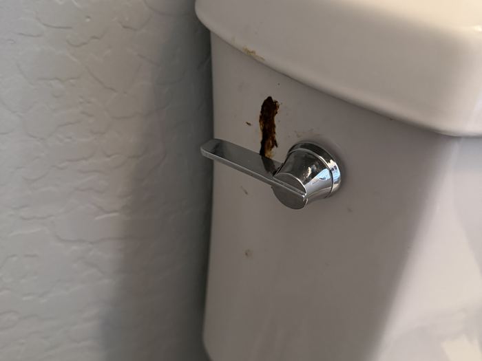 Toilet tank before cleaning, Casa Grande, AZ